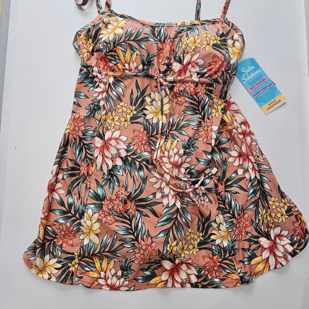 Swim Solutions Tummy-Control Empire Waist Swimdress - Picture 7 of 15